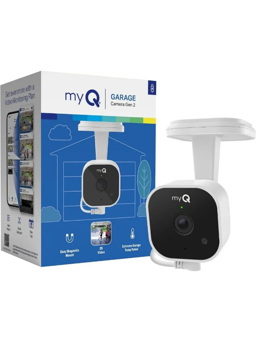 2K Smart Wi-Fi Garage Camera with Night Vision, 2-Way Audio & Motion Alerts
